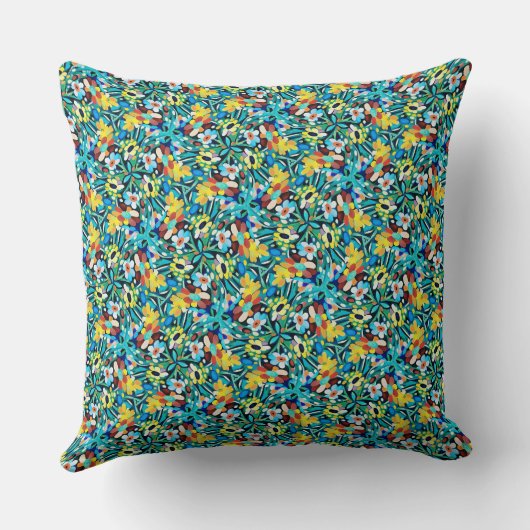 Petal Party Pattern Throw Pillow クッション (裏面)
