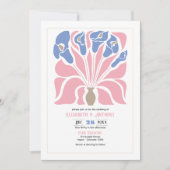 Petal Pink/Cornflower Abstract Floral Boho Wedding 招待状 (正面)