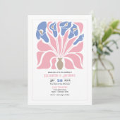Petal Pink/Cornflower Abstract Floral Boho Wedding 招待状 (スタンド正面)