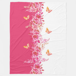 Petal Soft Pink Butterfly Sherpa Blanket フリースブランケット