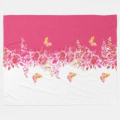 Petal Soft Pink Butterfly Sherpa Blanket フリースブランケット (正面(横))