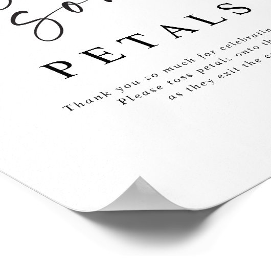 Petal Toss Modern Handwritten Wedding Sign ポスター (角)