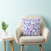Petal Whimsy Blue & Purple Floral Throw Pillow クッション (椅子)