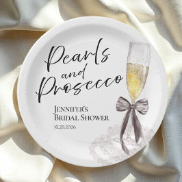 Petals and Prosecco | リボン水彩ブライダルシャワー ペーパープレート