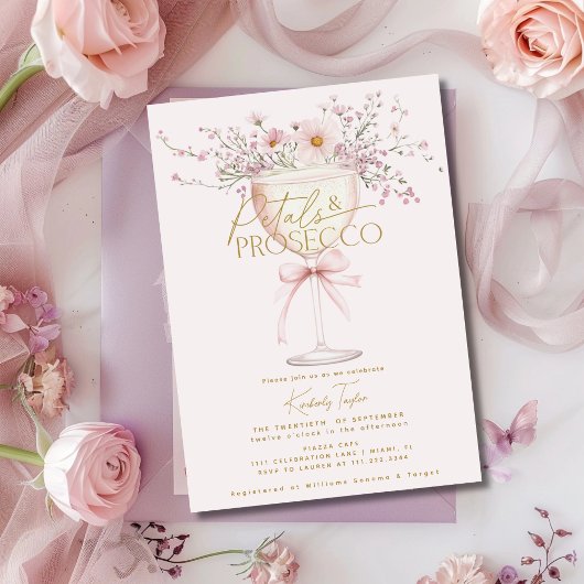 Petals And Prosecco ワイルドフラワー ブライダルシャワー 招待状