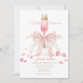 Petals and Prosecco Blush Bow Petals Bridal Shower 招待状 (正面)