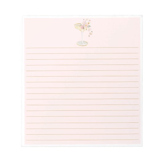 Petals and Prosecco Blush Rosa ノートパッド (正面)