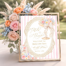 Petals and Prosecco Bow Bridal Shower Welcome ポスター