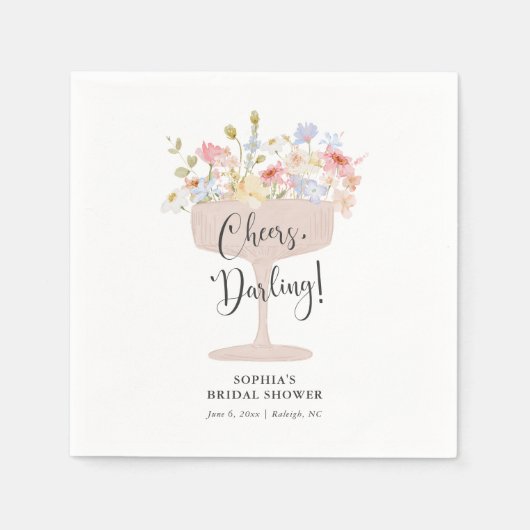 Petals and Prosecco Bridal Shower スタンダードカクテルナプキン (正面)