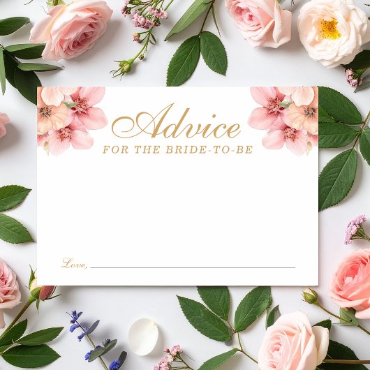 Petals and Prosecco Bridal Shower Advice for Bride エンクロージャーカード