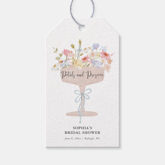 Petals and Prosecco Bridal Shower Favor ギフトタグ (正面)