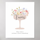 Petals and Prosecco Bridal Shower Favors Sign  ポスター (正面)