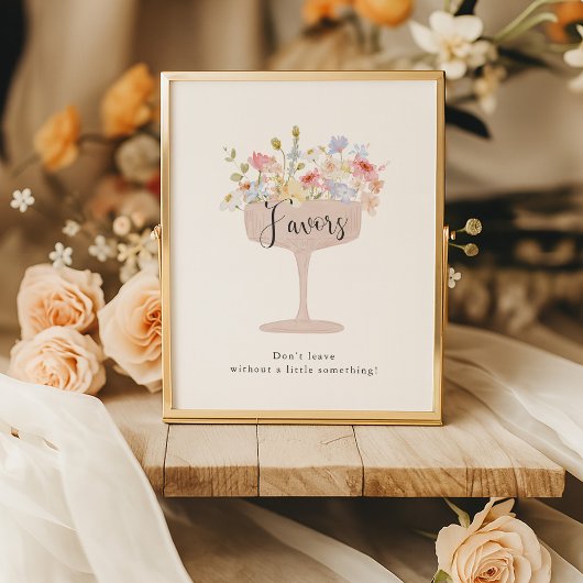 Petals and Prosecco Bridal Shower Favors Sign  ポスター
