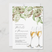 Petals and Prosecco Bridal Shower Invite Hydrangea 招待状 (正面)