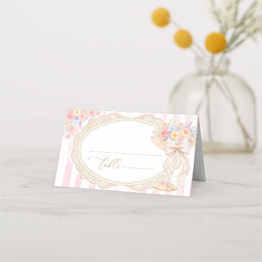 Petals and Prosecco Bridal Shower Place Card プレイスカード (正面)
