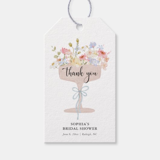 Petals and Prosecco Bridal Shower Thank You ギフトタグ (正面)
