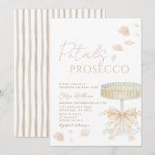 Petals and Prosecco Ivory Bow Bridal Shower  招待状 (正面/裏面)