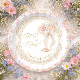 Petals and Prosecco Pink and Gold Bridal Shower ペーパープレート