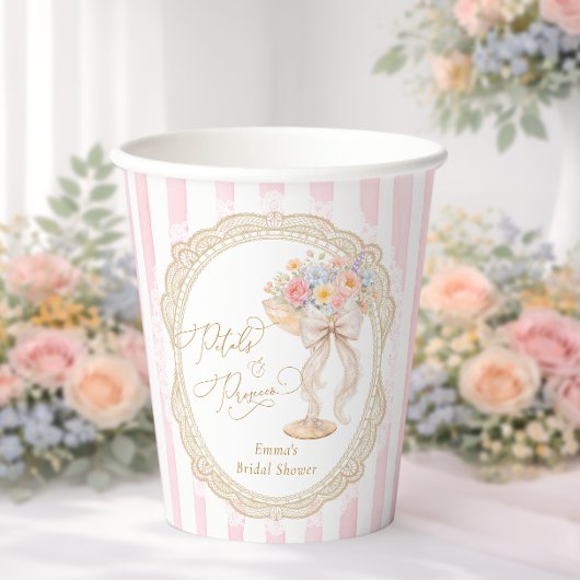 Petals and Prosecco Pink and Gold Bridal Shower 紙コップ