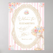 Petals and Prosecco Pink Bridal Shower Welcome ポスター (正面)