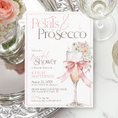 Petals and Prosecco Pink Floral Bridal Shower 招待状
