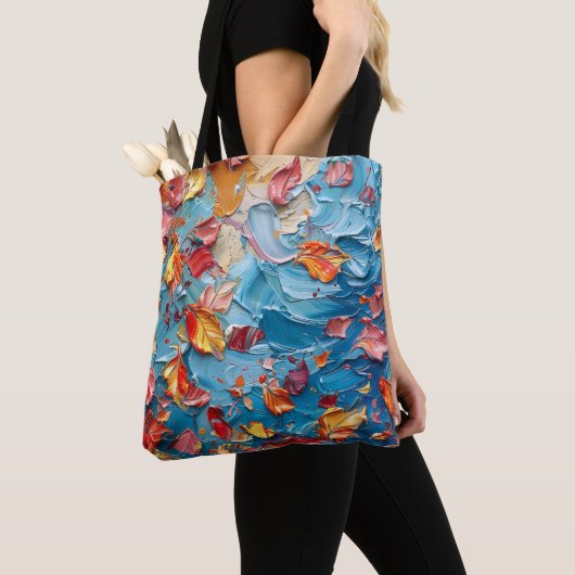 Petals in Motion – Expressive Abstract Floral トートバッグ (クローズアップ)