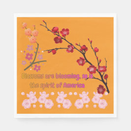 Petals in Pink Harmony orange スタンダードランチョンナプキン