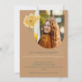 Petals & Joy Photo Birthday Party Invitation 招待状
