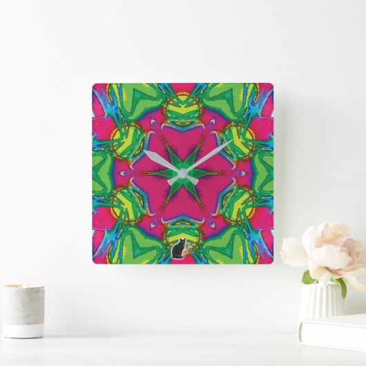 Petals Kaleidoscope スクエア壁時計 (ホーム)