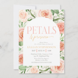 Petals & Prosecco ピンクフラワーアーチ ブライダルシャワー 招待状