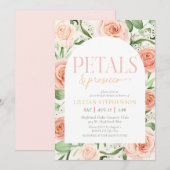 Petals & Prosecco ピンクフラワーアーチ ブライダルシャワー 招待状 (正面/裏面)
