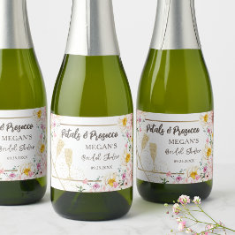Petals & Prosecco | ピンクフラワーブライダルシャワー スパークリングワインラベル
