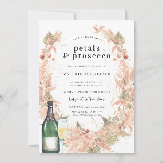 Petals & Prosecco | フラワーチャペンブライダルシャワー 招待状 (正面)