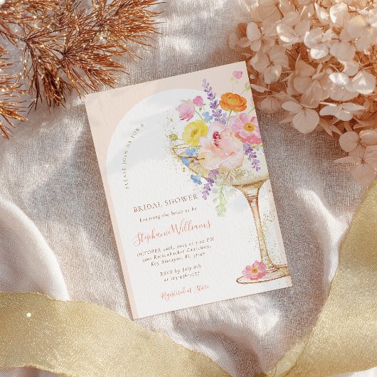 Petals & Prosecco Arch Bridal Shower Invitation 招待状