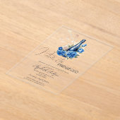Petals & Prosecco Blue Roses Champagne アクリル招待状 (レイダウン)