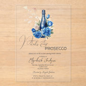 Petals & Prosecco Blue Roses Champagne アクリル招待状 (正面)