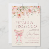 Petals & Prosecco Blush Pink Bridal Shower  招待状 (正面)