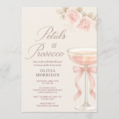 Petals & Prosecco Champagne Bow Bridal Shower 招待状 (正面)