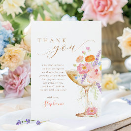 Petals & Prosecco Floral Bridal Shower サンキューカード