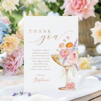 Petals & Prosecco Floral Bridal Shower サンキューカード