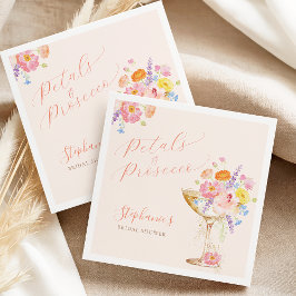 Petals & Prosecco Floral Bridal Shower Napkins スタンダードカクテルナプキン