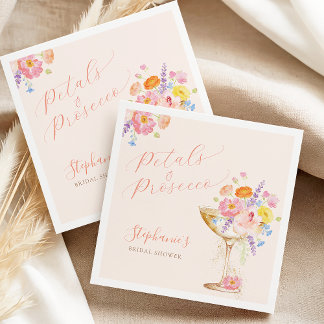 Petals & Prosecco Floral Bridal Shower Napkins スタンダードカクテルナプキン