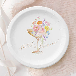 Petals & Prosecco Floral Bridal Shower Paper Plate ペーパープレート