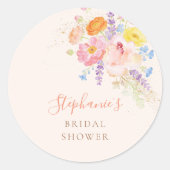 Petals & Prosecco Floral Bridal Shower Stickers ラウンドシール (正面)