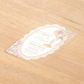 Petals & Prosecco Floral Garden Bridal Shower アクリル招待状 (レイダウン)