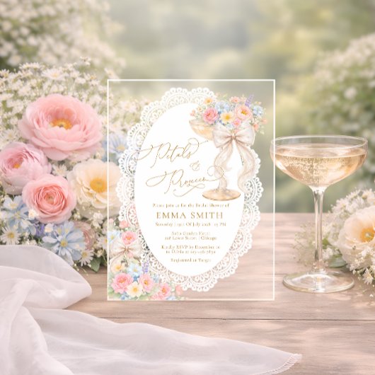 Petals & Prosecco Floral Garden Bridal Shower アクリル招待状