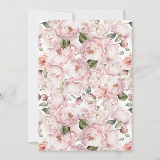 Petals & Prosecco Pink Bow Floral Bridal Shower 招待状 (裏面)