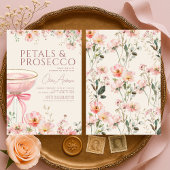 Petals & Prosecco Pink Coquette Bow Bridal Shower 招待状