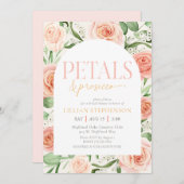 Petals & Prosecco Pink Floral Arch Bridal Shower 招待状 (正面/裏面)