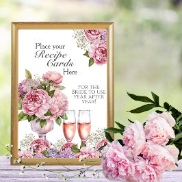 Petals & Prosecco Recipe Cards Here Sign 招待状